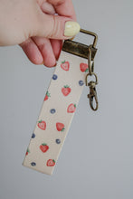 Load image into Gallery viewer, Canvas Wristlet Lanyard Keychain (Berry)