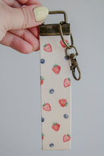 Load image into Gallery viewer, Canvas Wristlet Lanyard Keychain (Berry)