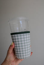Load image into Gallery viewer, Green Gingham Iced Coffee Sleeve