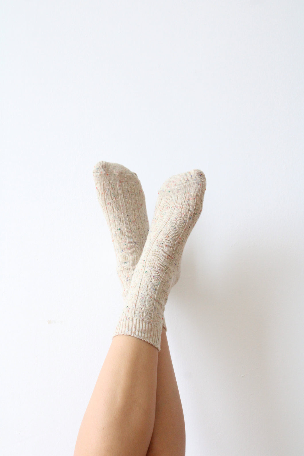 Confetti Crew Socks (Beige)