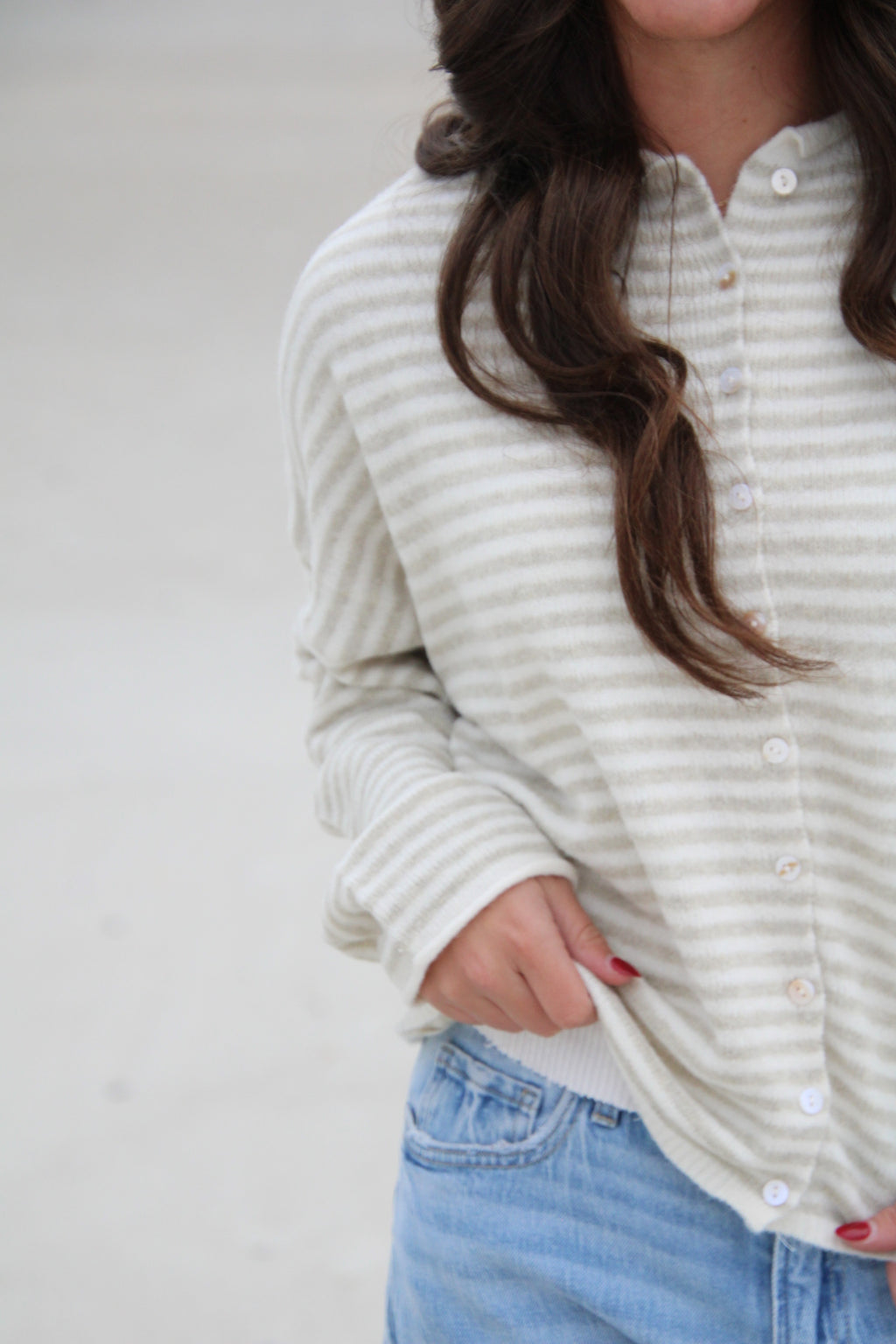 Piper Cardigan (Beige Stripe)