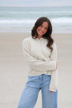 Piper Cardigan (Beige Stripe)