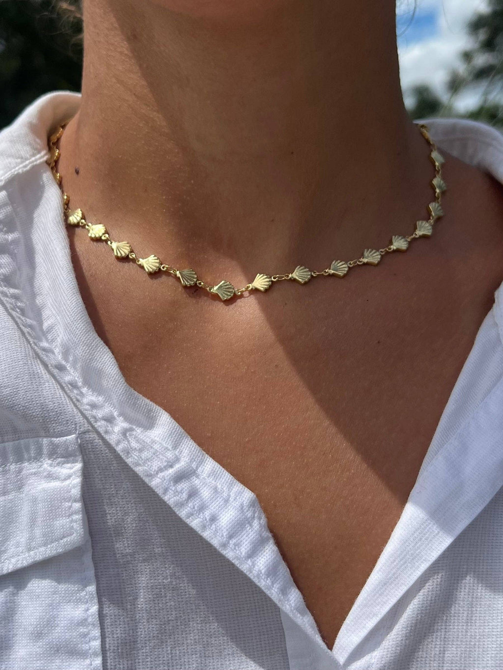 Seashell Stacking Chain | Waterproof Gold Beach Jewelry
