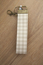 Load image into Gallery viewer, Canvas Wristlet Lanyard Keychain (Beige Gingham)
