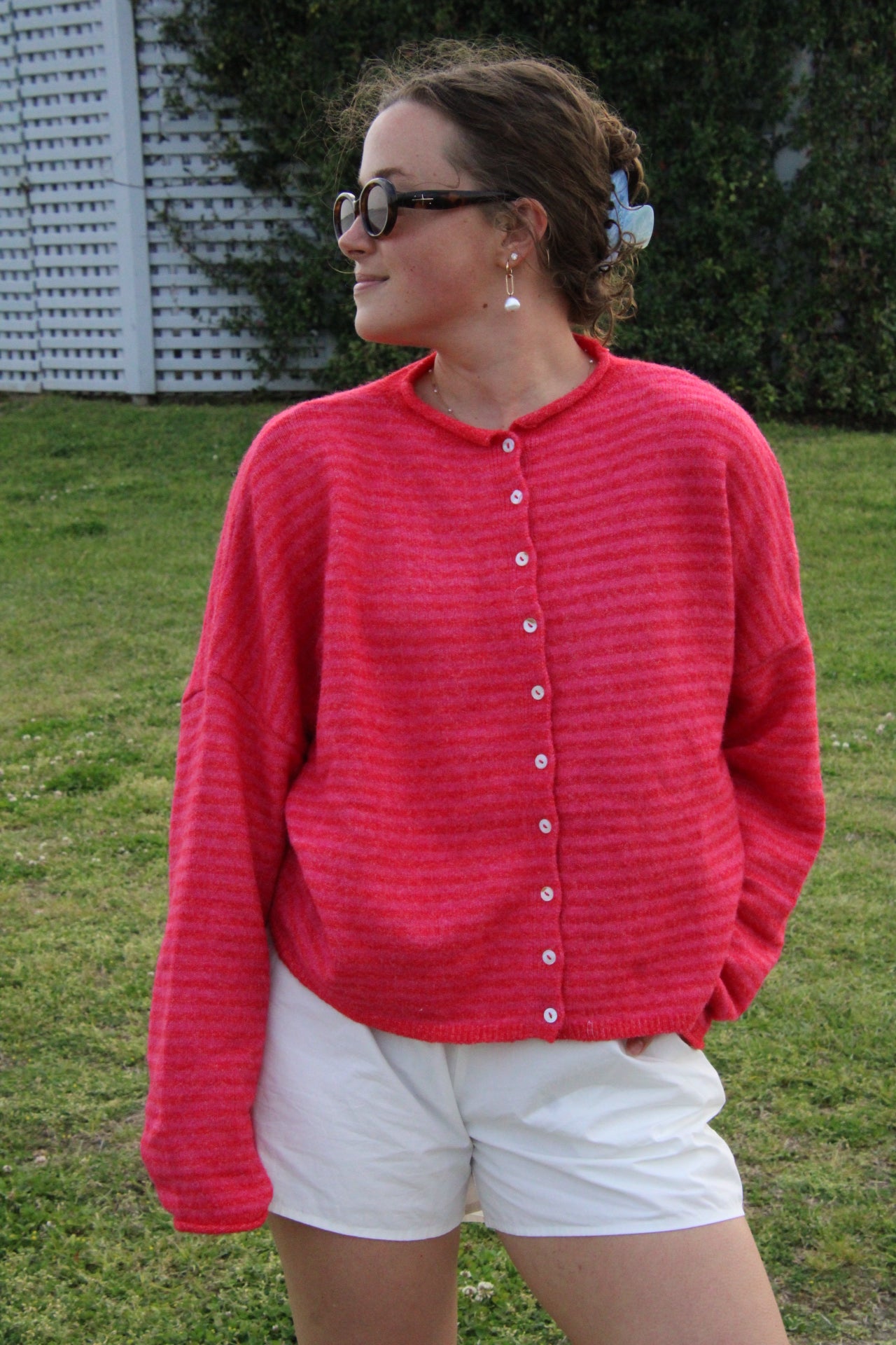 Piper Cardigan (Cherry Stripe)