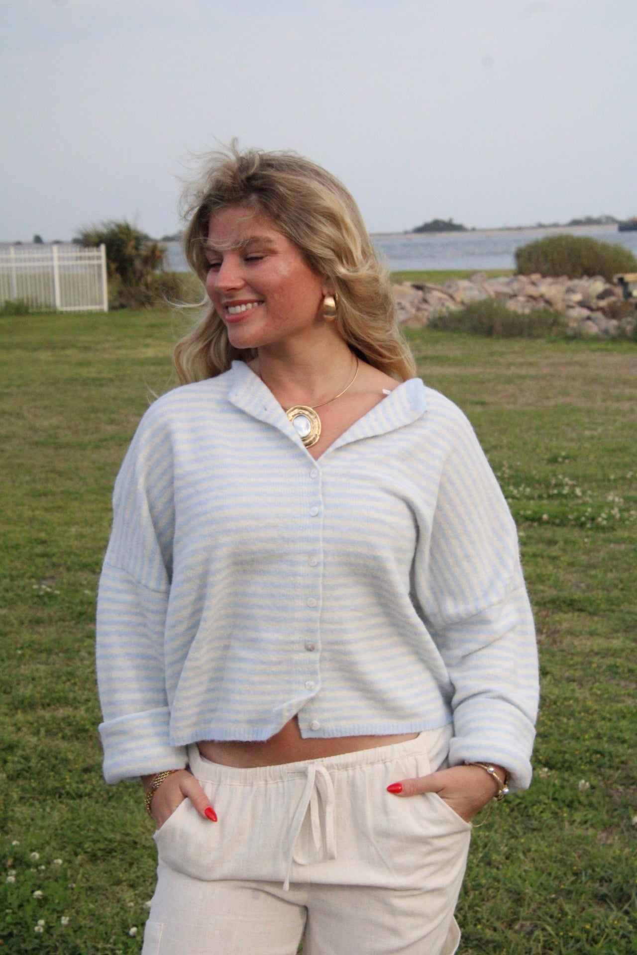 Piper Cardigan (Blue Stripe)