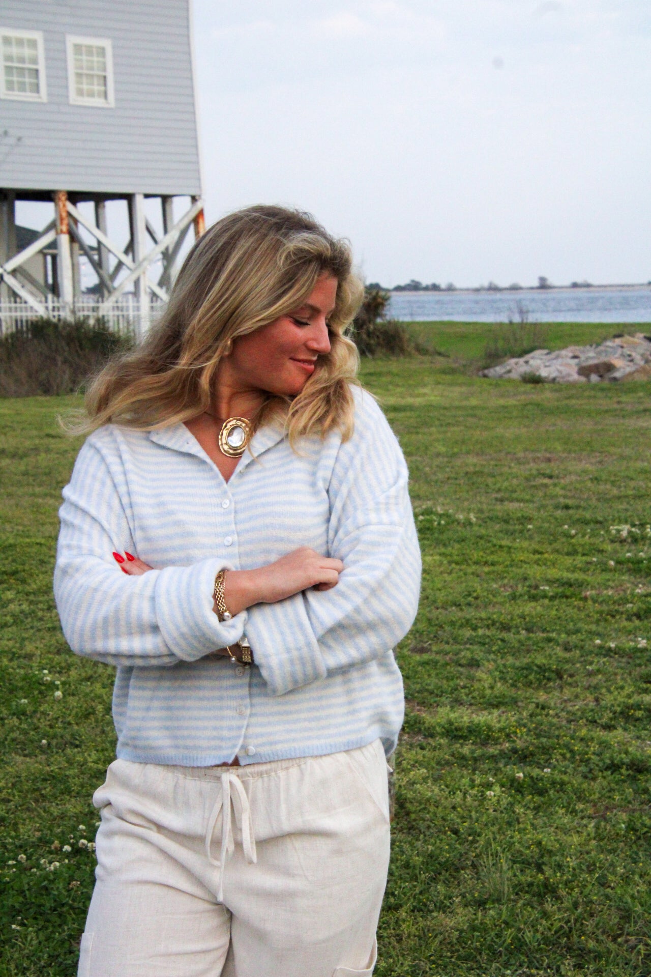 Piper Cardigan (Blue Stripe)