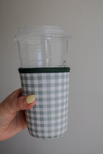 Load image into Gallery viewer, Green Gingham Iced Coffee Sleeve
