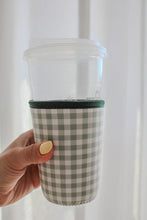 Load image into Gallery viewer, Green Gingham Iced Coffee Sleeve
