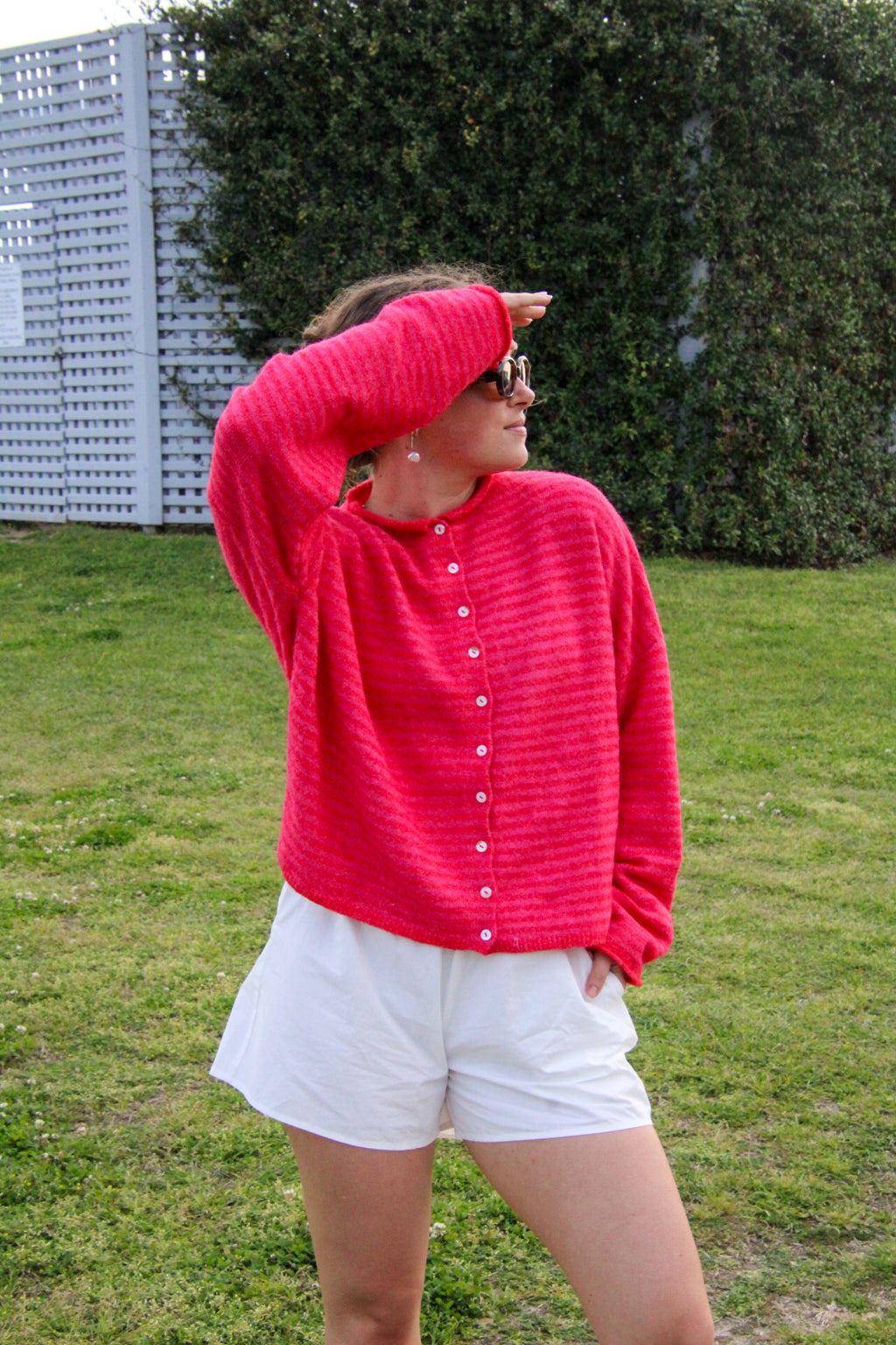 Piper Cardigan (Cherry Stripe)