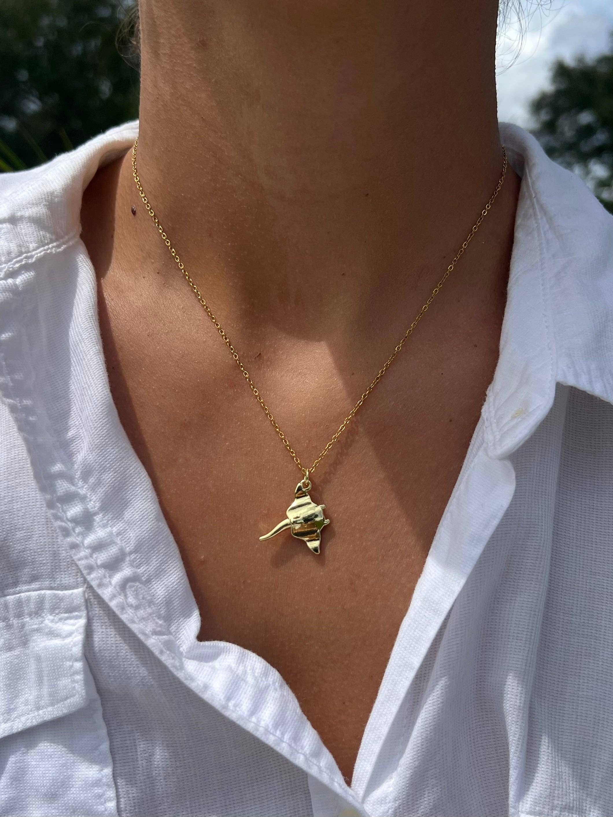 Ray Necklace | Waterproof Gold Beach Jewelry