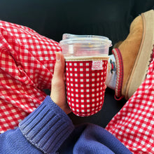 Load image into Gallery viewer, Cranberry Gingham Coffee Sleeve
