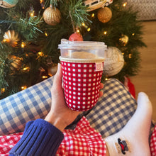 Load image into Gallery viewer, Cranberry Gingham Coffee Sleeve
